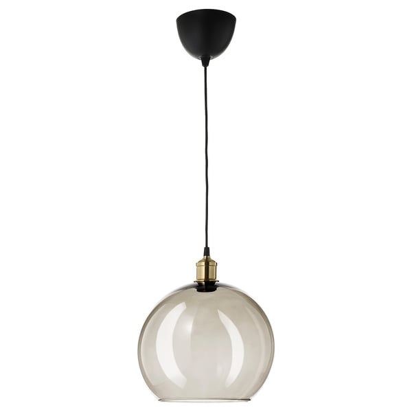 Pendel JAKOBSBYN. Røget glasskærm, guld accenter. Moderne minimalistisk design.