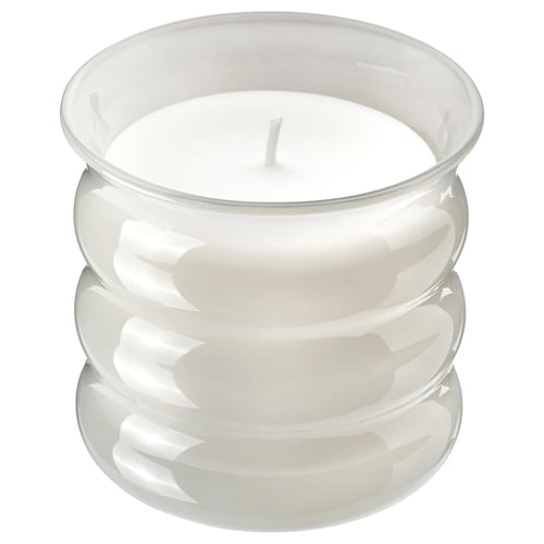 JUVELTRAST Duftlys i glas, lyserøde blomster lys beige, 50 hr