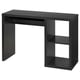 Sort ikea KALLAX skrivebord, rektangulært med opbevaring, minimalistisk design, kabeludtag.