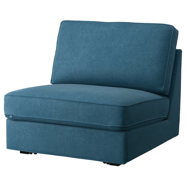 Blå KIVIK 1-personers sovesofa med moderne, firkantet design, dybe hynder for komfort.