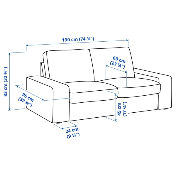 Illustration med mål for produktet: KIVIK.