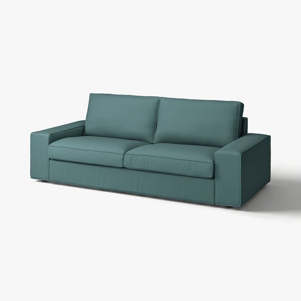KIVIK-sofa: turkis, firkantet, moderne design, lave armlæn, behagelig, polyesterstof.