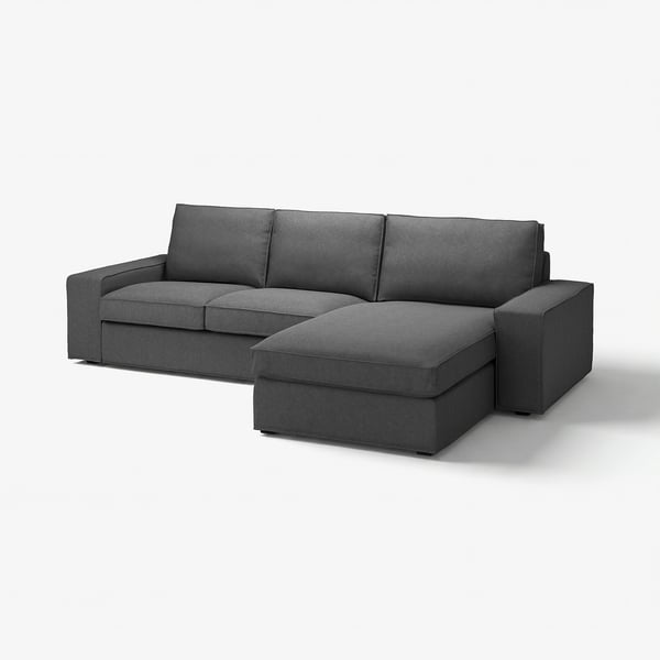 KIVIK mørkegrå sektionssofa, moderne design, bløde puder, hjørner kan fjernes for alsidighed.