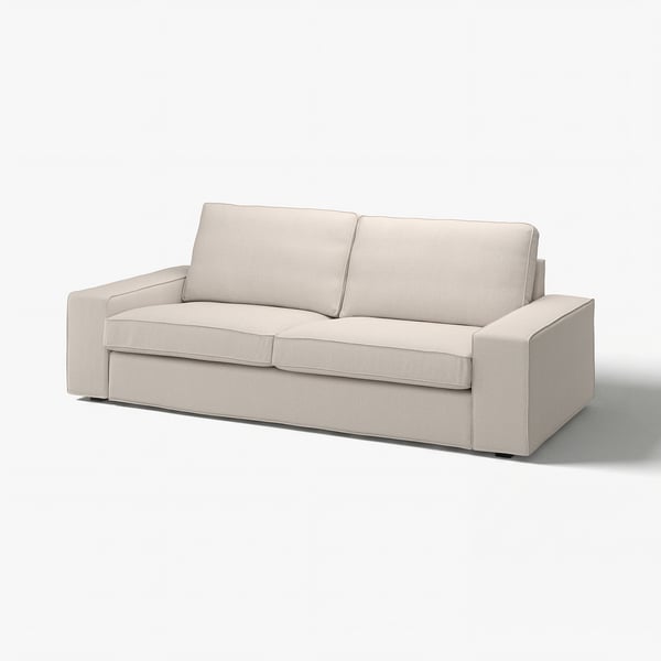 KIVIK-sofa, lys beige, stof, rektangulær, lavprofil, 3-personers sofa.