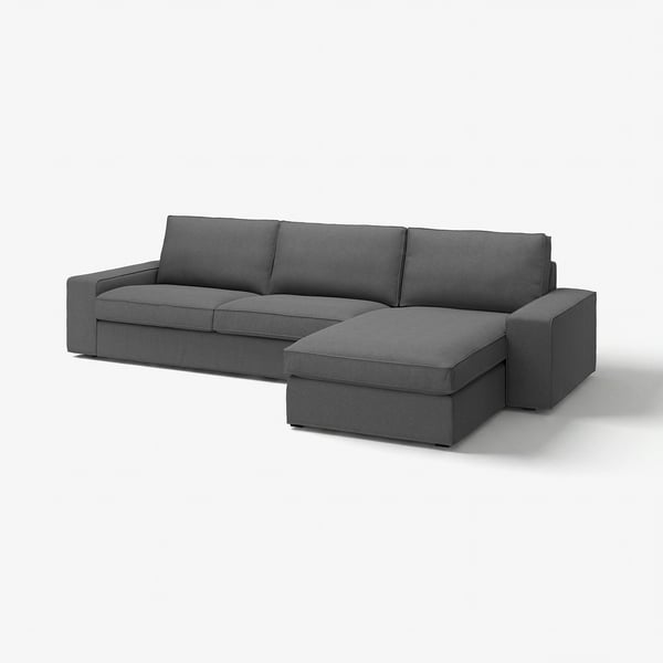 KIVIK grå sektionssofa, moderne design, blødt stof.