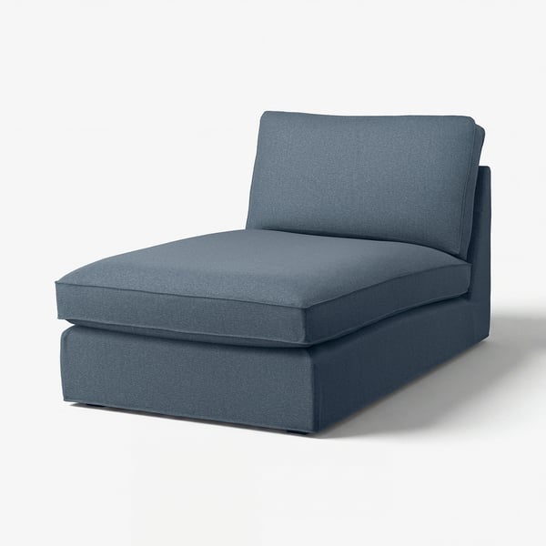 Blå KIVIK chaiselong, moderne design, polstret og behagelig, ideel til afslapning.