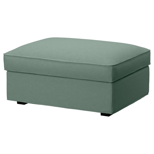 KIVIK fodskammel: lysegrøn, firkantet form med opbevaring, stofbetræk.