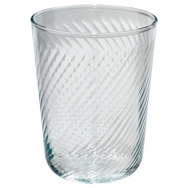 KLIPPLAX glas i klart glas, cylindrisk form med bølget, struktureret inderside, glat ydre.