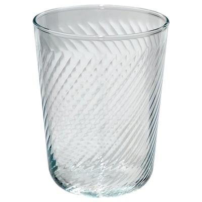 KLIPPLAX glas i klart glas, cylindrisk form med bølget, struktureret inderside, glat ydre.