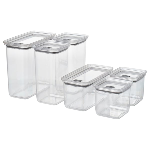 KORALLVIPPA klare opbevaringsglas, lufttætte låg, stabelbare, transparente, plast.