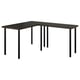 LAGKAPTEN / LINNMON L-formet skrivebord, sortbrun/sort, 120x160 cm