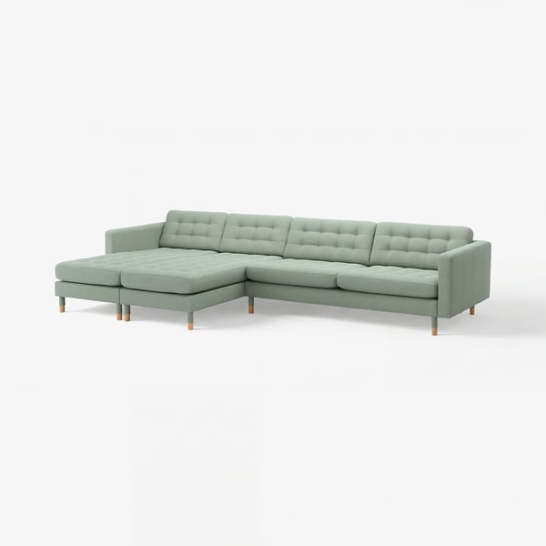 LANDSKRONA 5-pers. sofa, med chaiselonger/Gunnared lysegrøn/træ