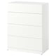LASTARE Kommode 4 skuffer, hvid, 80x42x100 cm