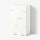 LASTARE kiste, hvid, 4 skuffer, moderne minimalistisk stil, slank rektangulær form.