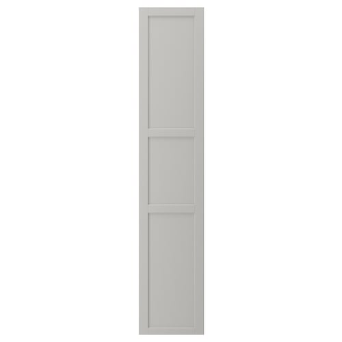 LERHYTTAN køkkenlåge, lysegrå, stel i massivt træ med fasede kanter, traditionelt design.