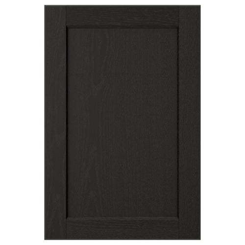 LERHYTTAN sort køkkenskabslåge med ramme i massivt træ og skrå kanter. Traditionelt, rektangulært og funktionelt design.