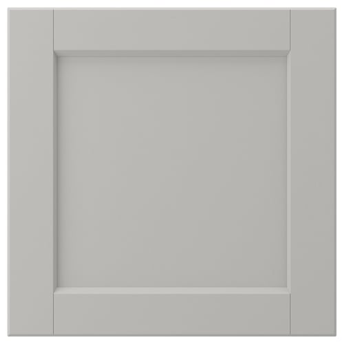 LERHYTTAN grå køkkenskuffefront, klassisk design med skrå kanter og finerpanel.