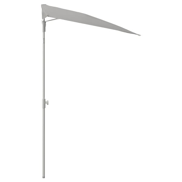 LILLEÖ parasol, grå, polyester, læner sig op ad væggen, justerbar hældning.