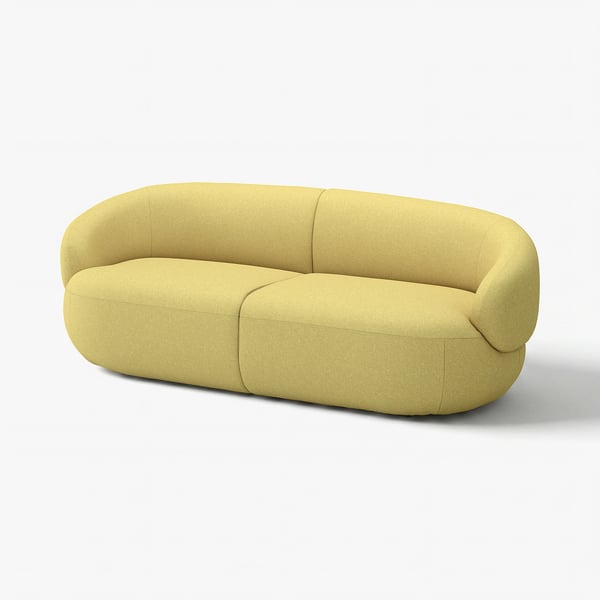 Moderne limegrøn sofa, LILLESÄTER, kurvet design, blødt stof.