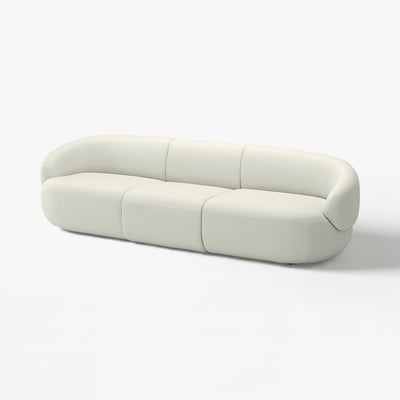 Moderne, cremefarvet, buet sofa med bløde puder, bløde kanter og et elegant design. En del af LILLESÄTER-serien.