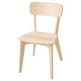 LISABO lys træstol, naturlig finish, robust ask og birk, enkelt design, firkantet sæde, skrå ryg.