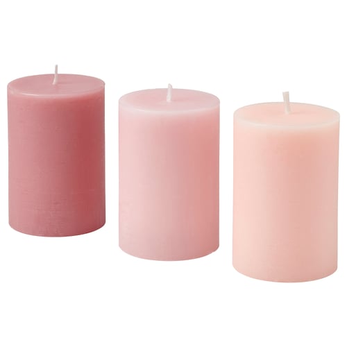 LOTSFÅGEL Bloklys med duft, lyserøde blomster pink, 30 hr