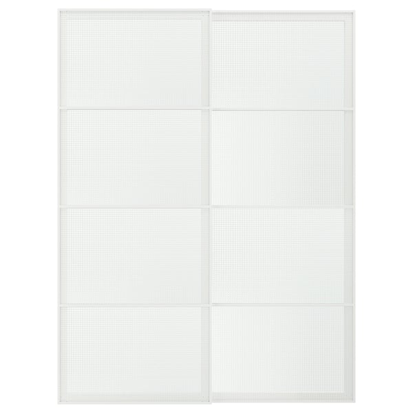 LUNDBRÄSMA Skydedørspar, hvid/ternet glas, 150x201 cm