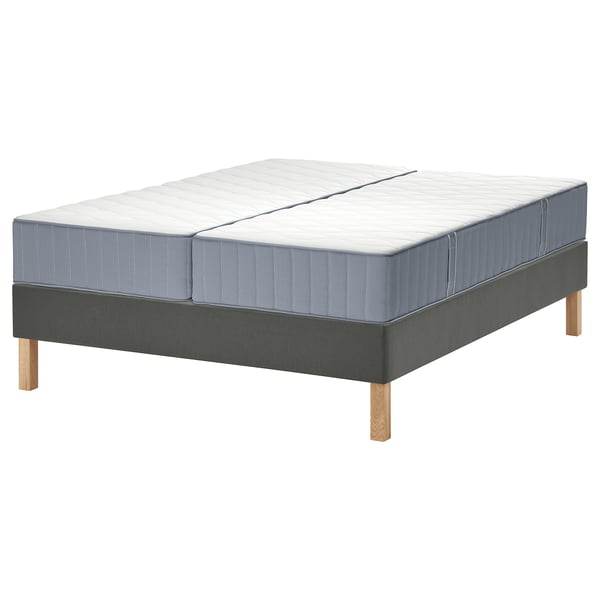 LYNGÖR Kontinentalseng, Vågstranda fast/medium/lyseblå mørkegrå, 180x200 cm