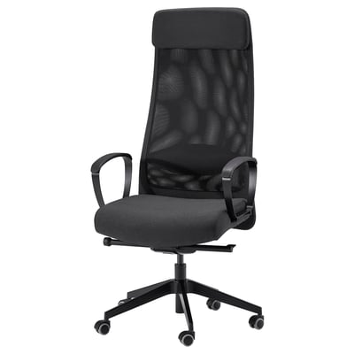 Sort ergonomisk kontorstol MARKUS med meshryg, armlæn og hjul.