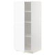 Hvidt køkkenskab, to hylder, minimalistisk design.
