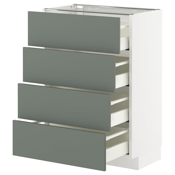 METOD køkkenelement, grågrøn, fire skuffer, moderne design.