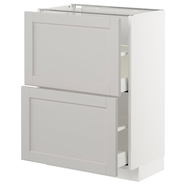 Hvidt METOD køkkenskab med to skuffer og en låge, slankt og moderne design.