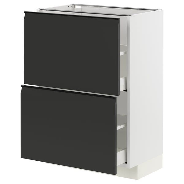 METOD køkkenenhed med sorte skuffer, moderne design.