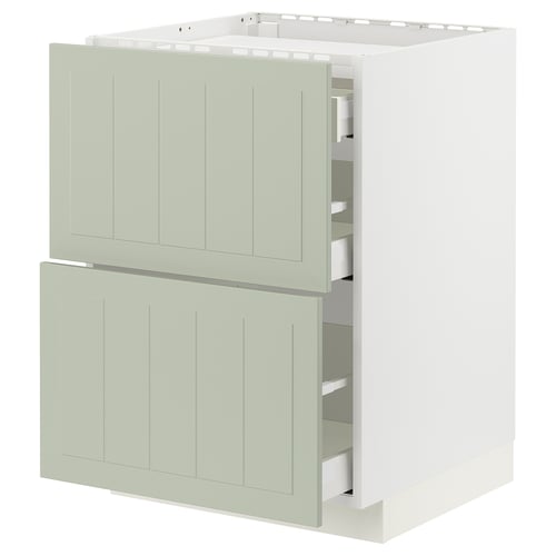 Grøn ikea METOD køkkenskab med flere skuffer, fiberplade og spånplade, 25 års garanti.