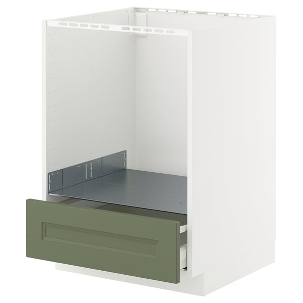 Ikea METOD køkkenelement i hvid og grøn, med en udtræksskuffe.