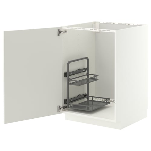 METOD Skab til vask med inddeling, hvid/Veddinge hvid, 60x60x80 cm