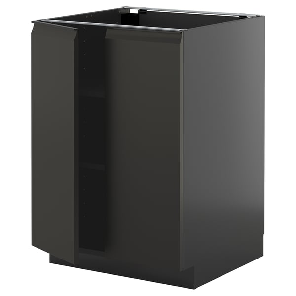 METOD sort køkkenskab, moderne design, mat finish, firkantet form.