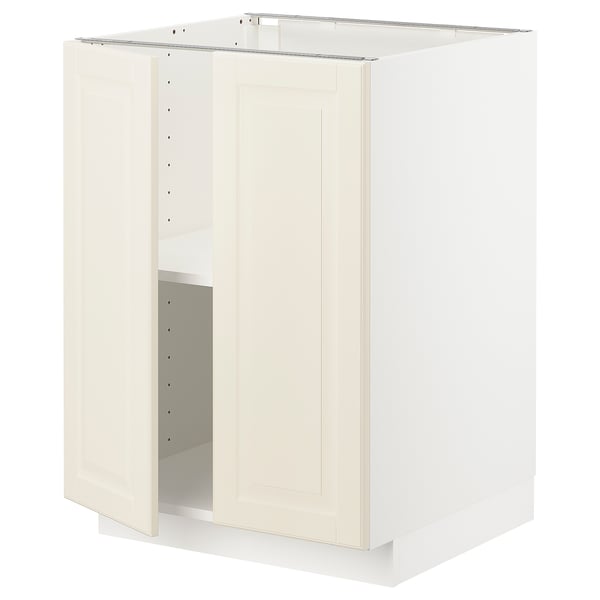 METOD råhvidt skab med skrå låger, moderne design, lav profil, hvid finish.