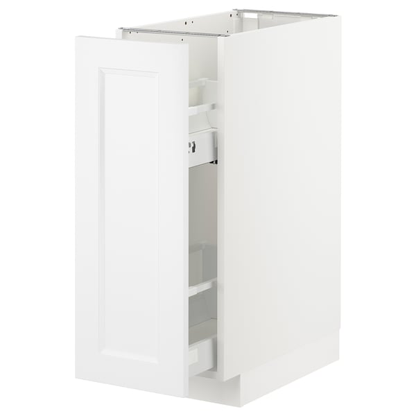 Hvidt METOD køkkenskab med glaslåge, slankt minimalistisk design.