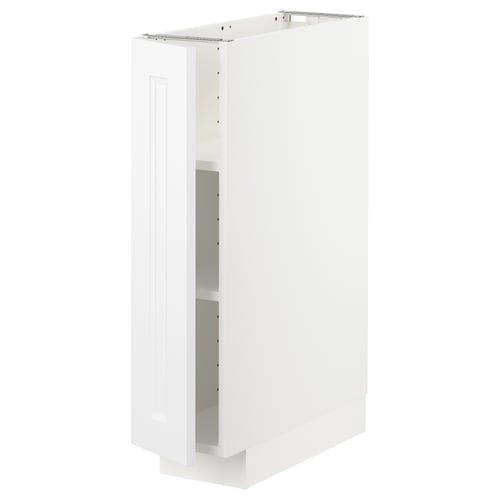 Hvidt METOD køkkenskab, blank med justerbare hylder, rektangulær form, moderne design.