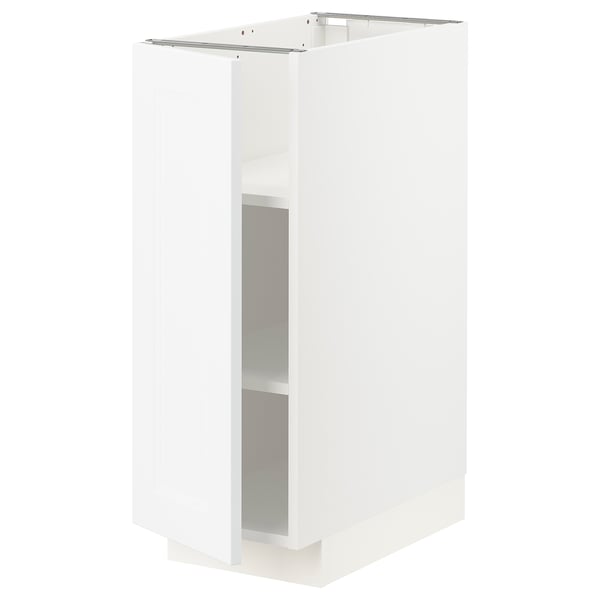 Hvidt METOD køkkenskab med glaslåge, moderne design, justerbare hylder.