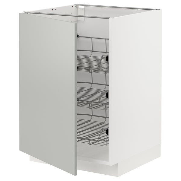Hvidt METOD køkkenskab med trådhylder, moderne og minimalistisk design.