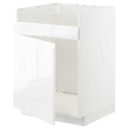 METOD hvidt køkkenskab, slankt moderne design, højglans finish.