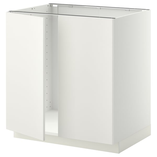 Et hvidt METOD køkkenskab fra ikea. Det er en slank, rektangulær enhed med glatte kanter og et rent design.