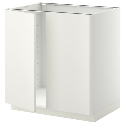 Et hvidt METOD køkkenskab fra ikea. Det er en slank, rektangulær enhed med glatte kanter og et rent design.