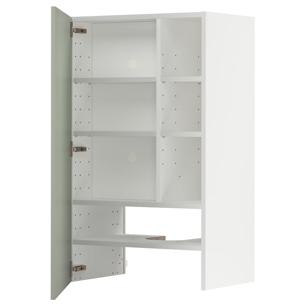 METOD skab, der kan sættes på pause, hvid, tre hylder, venstrehængt låge, moderne design.