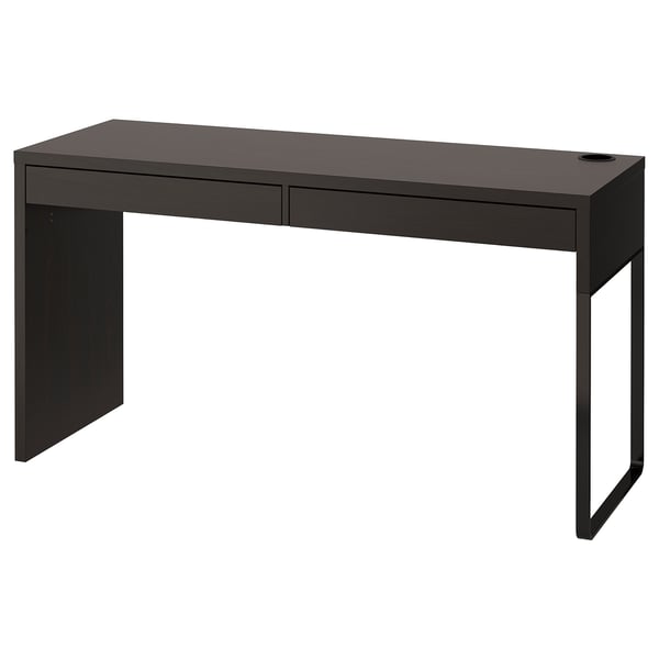 Sort MICKE skrivebord, moderne minimalistisk, 2 skuffer, kabeludtag