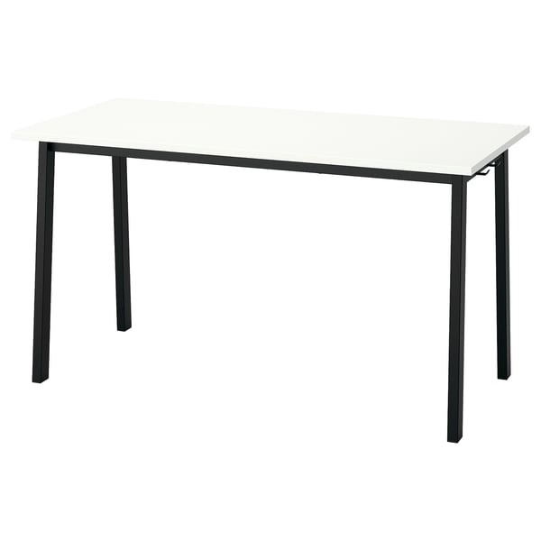 MITTZON hvidt skrivebord, rektangulært, fire ben, minimalistisk design.