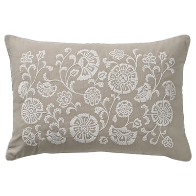 MURSENAP Pude, beige hvid/hulbroderi, 40x58 cm