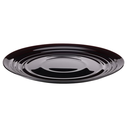 Rund, sort blank plade. Lavet af hærdet glas med et krusningsdesign.